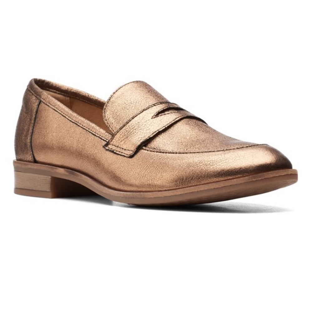 Clarks Trish Rose Metallic Leather Loafer - Copper - 7.5 wide